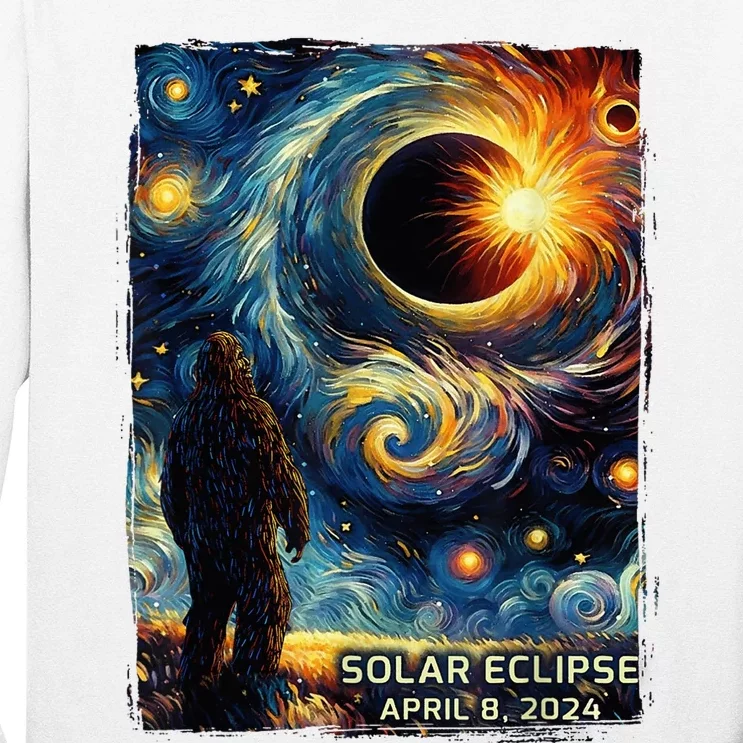 Bigfoot Total Solar Eclipse America Sasquatch Starry Night Long Sleeve Shirt