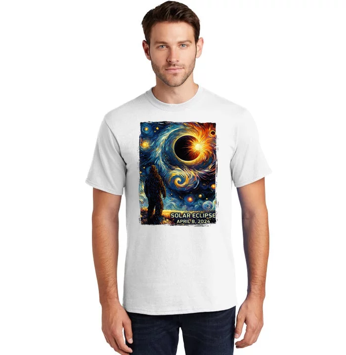 Bigfoot Total Solar Eclipse America Sasquatch Starry Night Tall T-Shirt