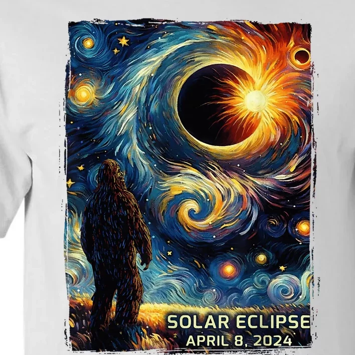 Bigfoot Total Solar Eclipse America Sasquatch Starry Night Tall T-Shirt