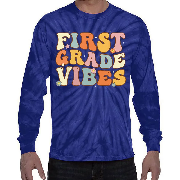 Back To School First Grade Vibes Student Teacher Women Tie-Dye Long Sleeve Shirt