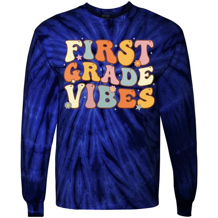 Back To School First Grade Vibes Student Teacher Women Tie-Dye Long Sleeve Shirt