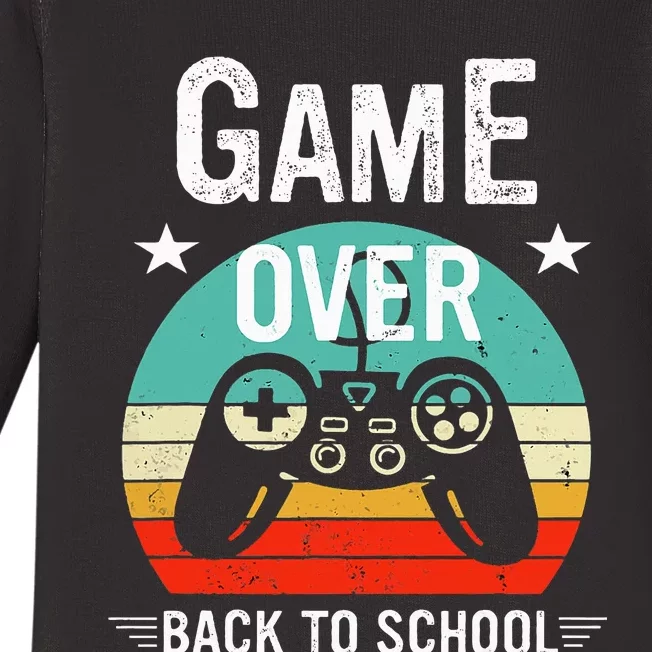 Back To School Game Over First Day Of School Funny Gamer Baby Long Sleeve Bodysuit