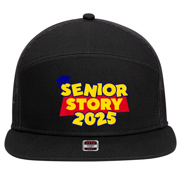 Back To School 2025 Grade Senior 2025 Story Class Of 2025 7 Panel Mesh Trucker Snapback Hat