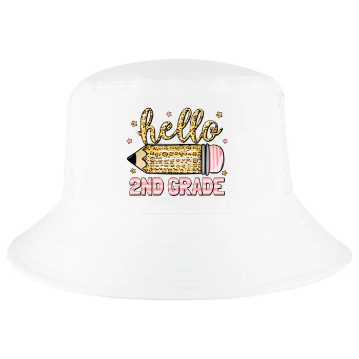 Back To School Hello Second 2nd Grade Leopard Pencil Girl Cool Comfort Performance Bucket Hat