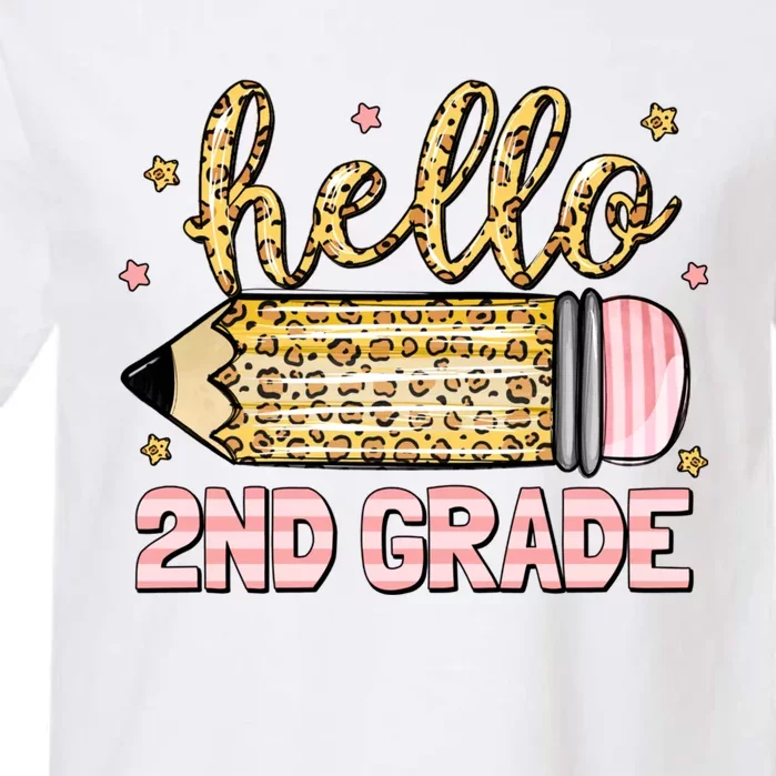 Back To School Hello Second 2nd Grade Leopard Pencil Girl Garment-Dyed Heavyweight T-Shirt