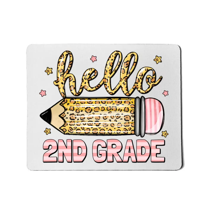 Back To School Hello Second 2nd Grade Leopard Pencil Girl Mousepad