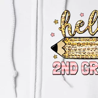 Back To School Hello Second 2nd Grade Leopard Pencil Girl Full Zip Hoodie