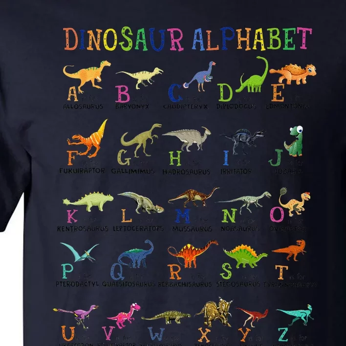 Back To School Funny Dinosaurs Alphabet Tall T-Shirt