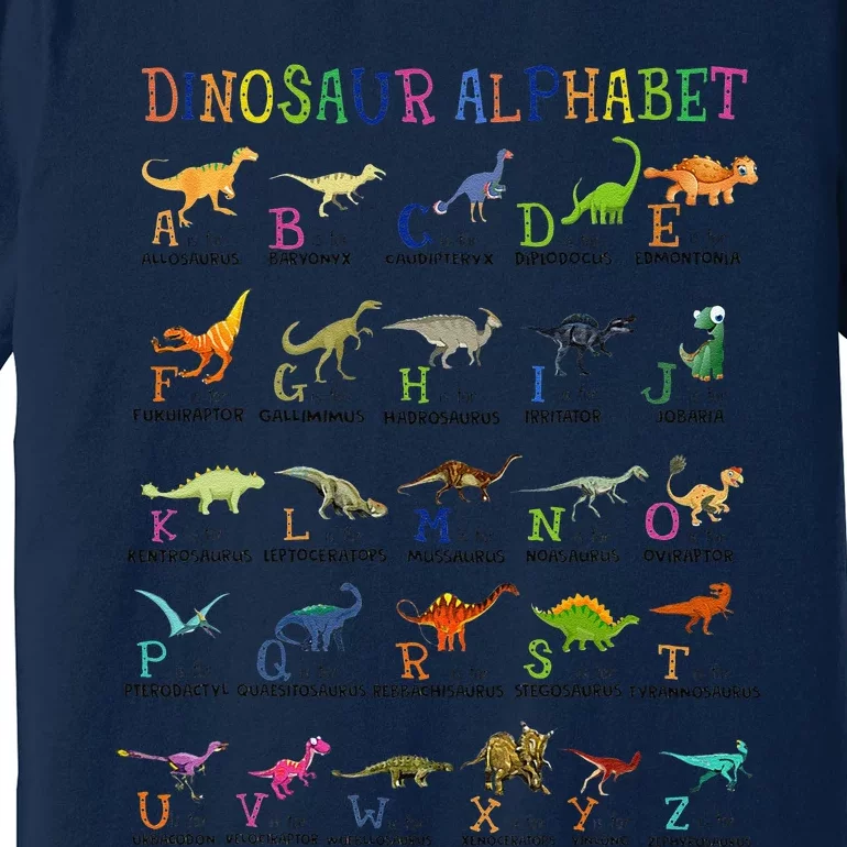 Back To School Funny Dinosaurs Alphabet Premium T-Shirt