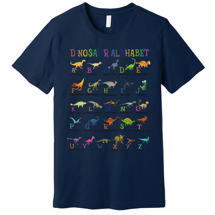 Back To School Funny Dinosaurs Alphabet Premium T-Shirt