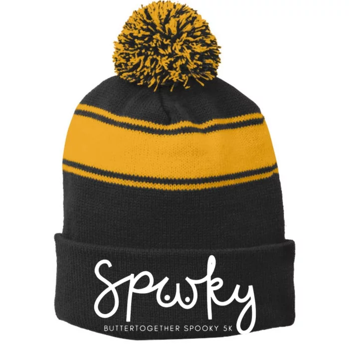 Butter Together Spooky 5k Stripe Pom Pom Beanie