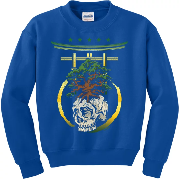 Bonsai Tree Skull Japanese Art Meditation Buddhism Yoga Gift Kids Sweatshirt