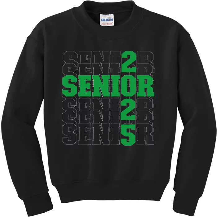 Back To School Officially A Senior Green Senior 2025 Kids Sweatshirt