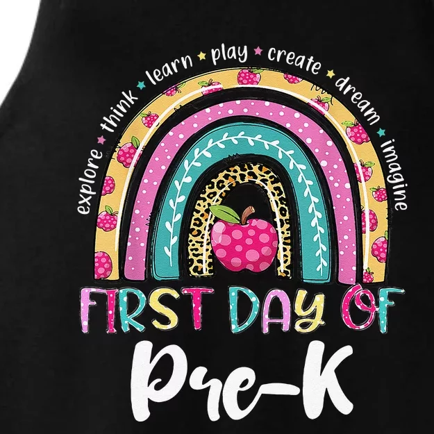 Back To School Rainbow Happy First Day Of PreK Gift Ladies Tri-Blend Wicking Tank