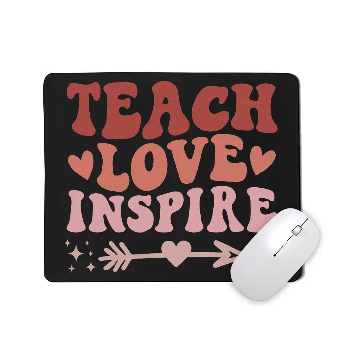 Back To School Teach Love Inspire Retro Teachers Mousepad