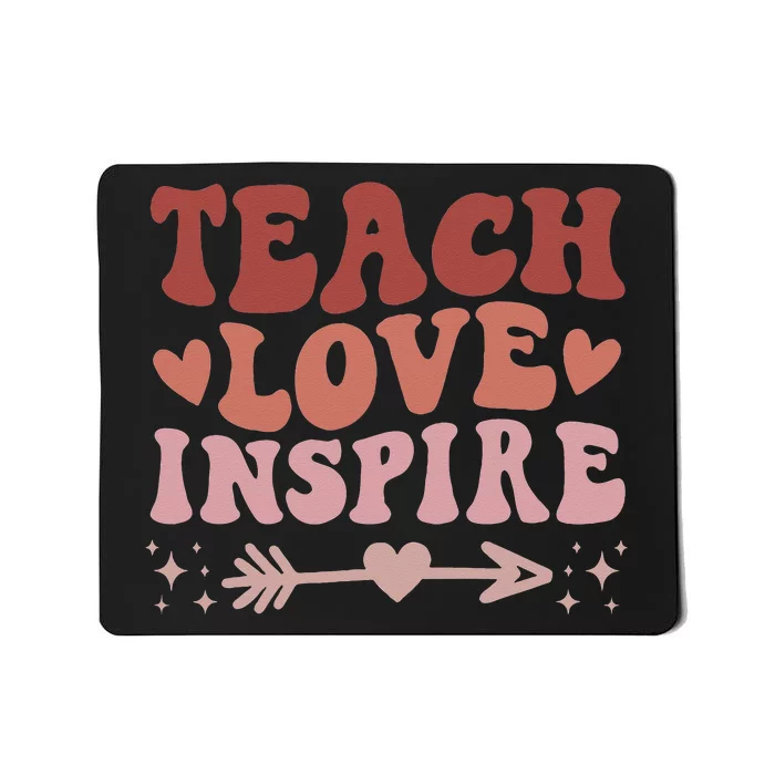 Back To School Teach Love Inspire Retro Teachers Mousepad