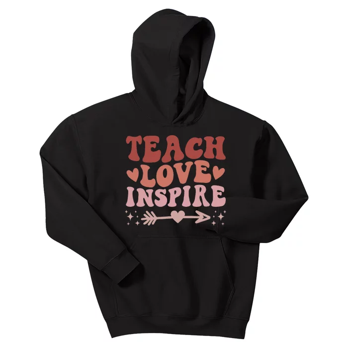 Back To School Teach Love Inspire Retro Teachers Kids Hoodie