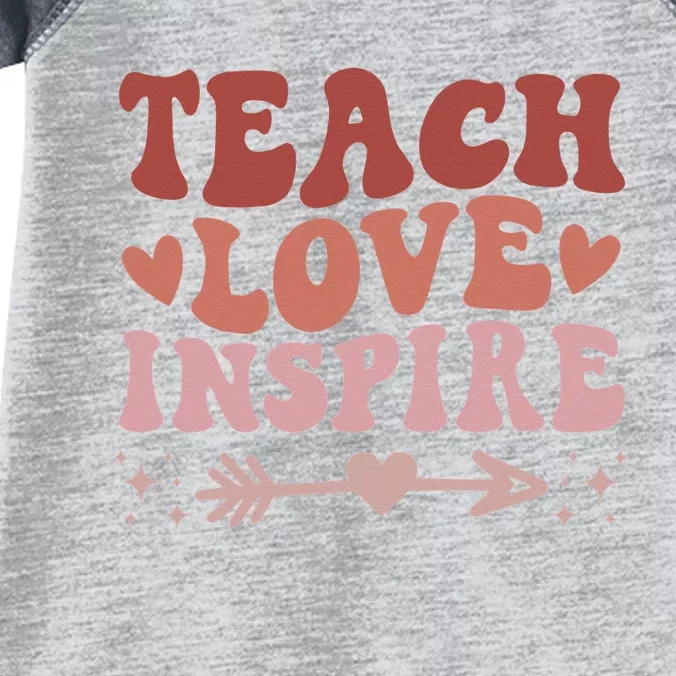 Back To School Teach Love Inspire Retro Teachers Infant Baby Jersey Bodysuit