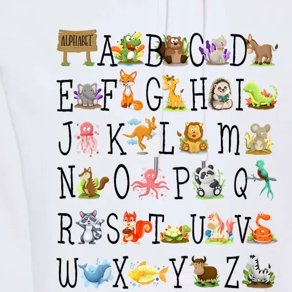 Back To School Preschool Alphabet Animals Teachers Students Premium Hoodie