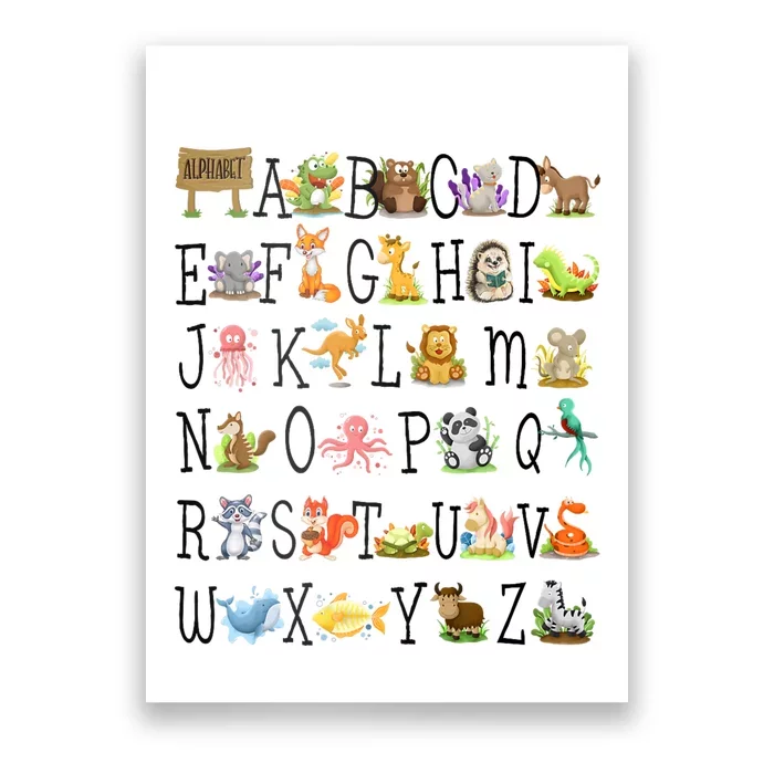 Back To School Preschool Alphabet Animals Teachers Students Poster