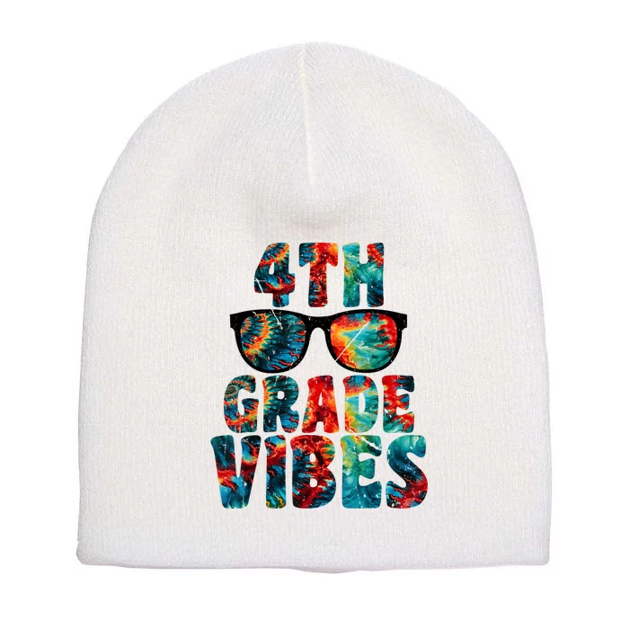 Back To School 4th Grade Vibes First Day Teacher Short Acrylic Beanie