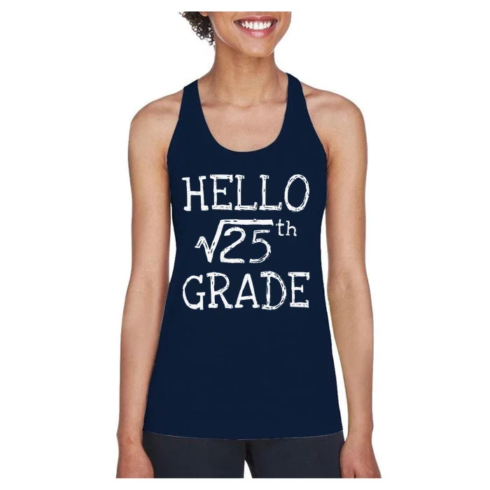 Back To School 5th Grade Square Root Of 25 Math Teacher Women's Racerback Tank