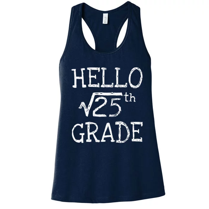 Back To School 5th Grade Square Root Of 25 Math Teacher Women's Racerback Tank