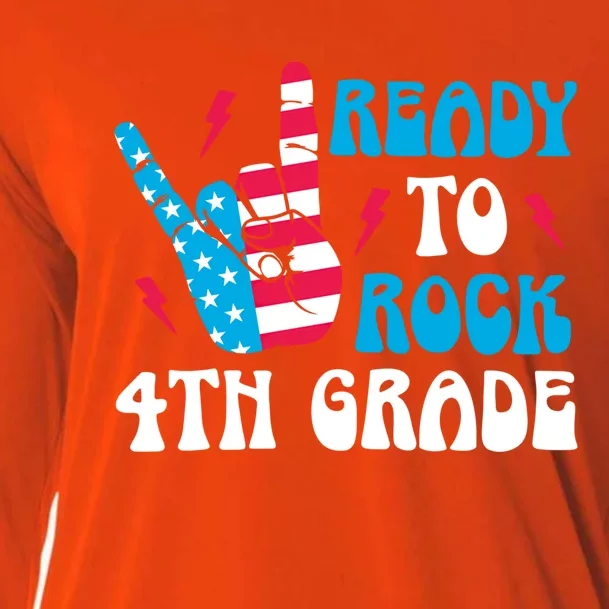 Back To School And Ready To Rock 4Th Grade Gift Cooling Performance Long Sleeve Crew