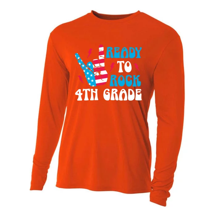 Back To School And Ready To Rock 4Th Grade Gift Cooling Performance Long Sleeve Crew