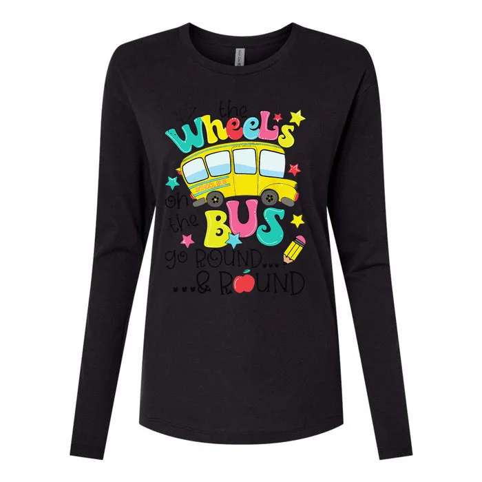 Back To School Funny The WHEELS On The BUS Womens Cotton Relaxed Long Sleeve T-Shirt