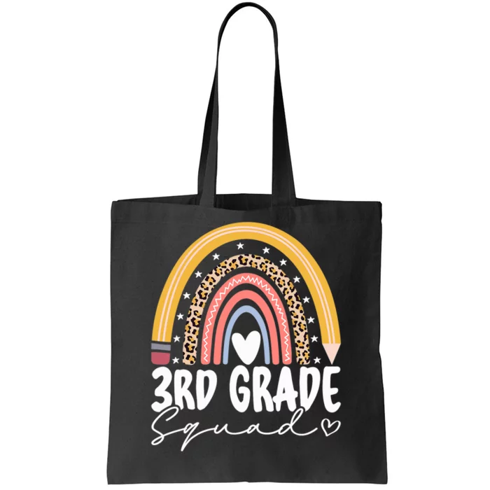 Back To School Rainbow 3rd Third Grade Squad Teachers Tote Bag