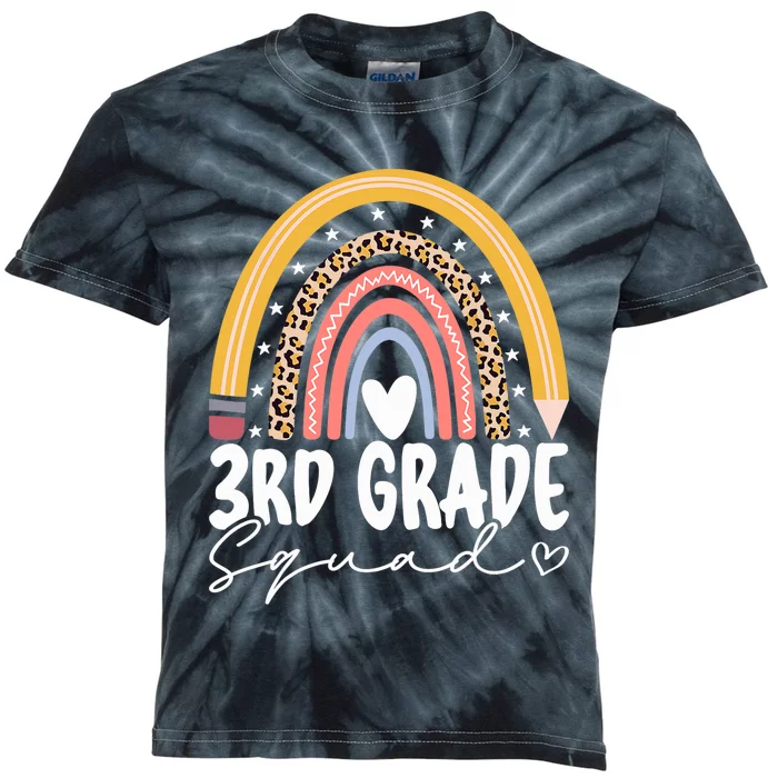 Back To School Rainbow 3rd Third Grade Squad Teachers Kids Tie-Dye T-Shirt