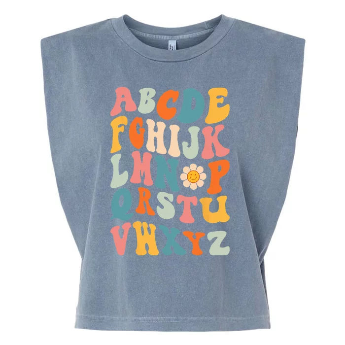 Back To School Teachers Funny Pre K Kindergarten Hi Alphabet Garment-Dyed Women's Muscle Tee