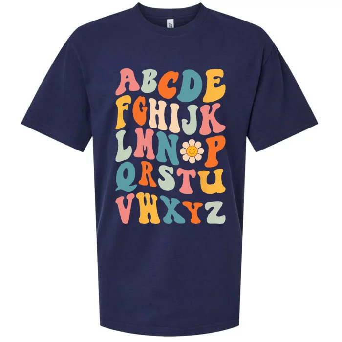 Back To School Teachers Funny Pre K Kindergarten Hi Alphabet Sueded Cloud Jersey T-Shirt