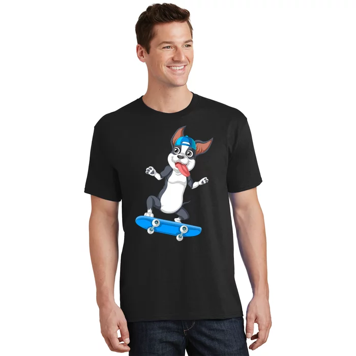 Boston Terrier Skateboarding T-Shirt