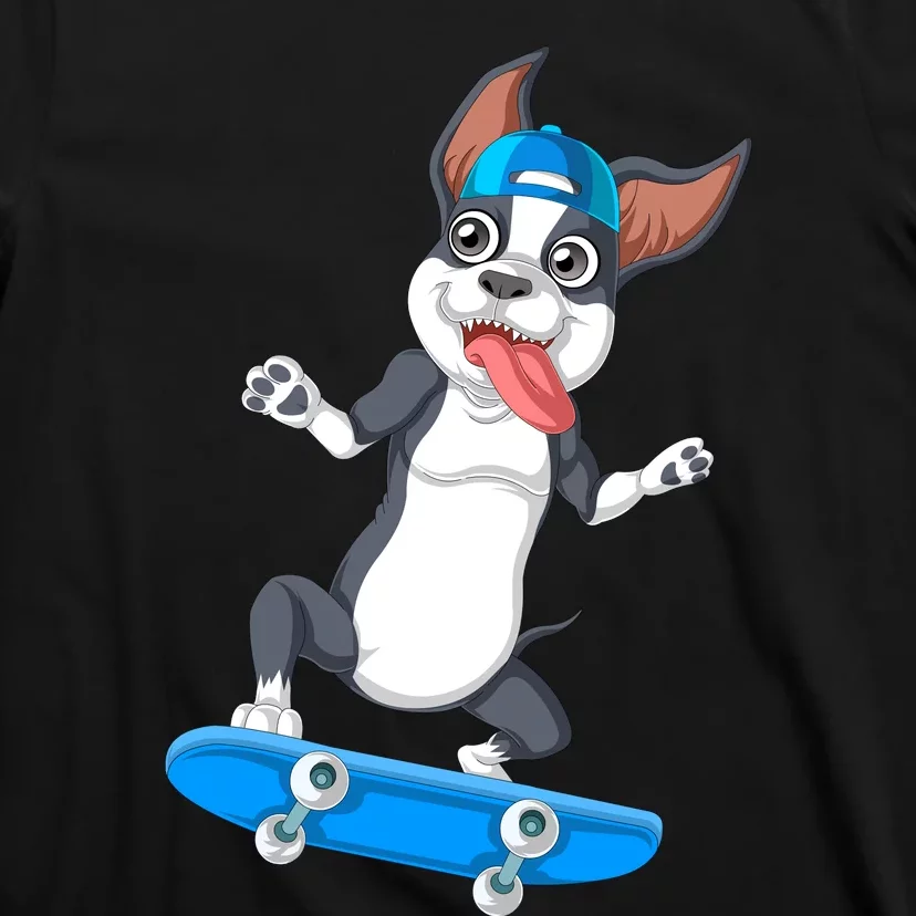 Boston Terrier Skateboarding T-Shirt