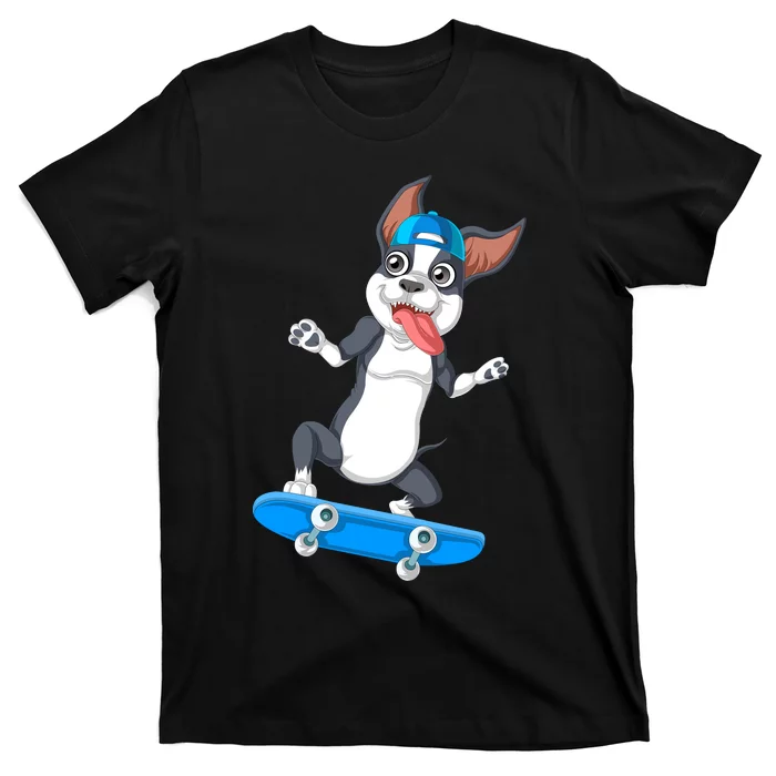 Boston Terrier Skateboarding T-Shirt