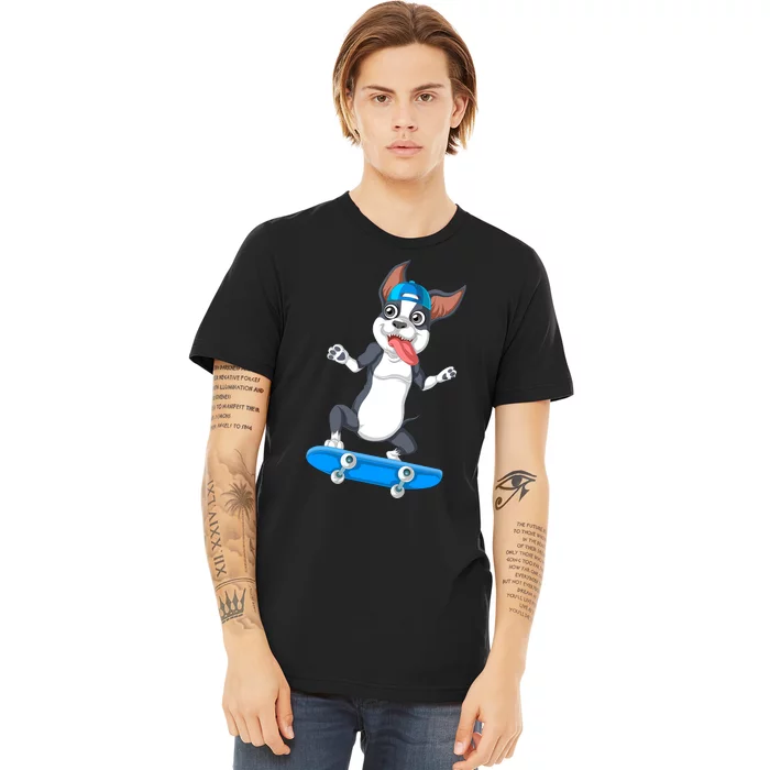 Boston Terrier Skateboarding Premium T-Shirt