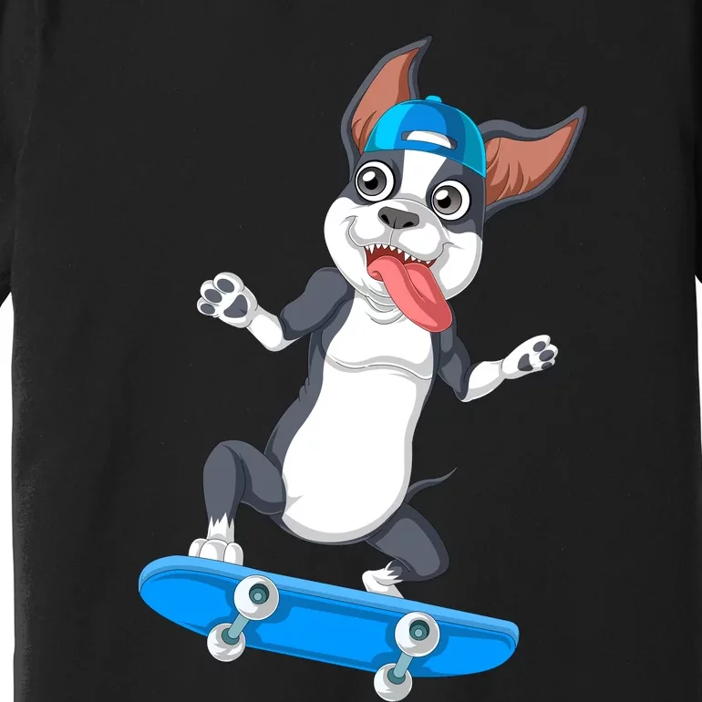 Boston Terrier Skateboarding Premium T-Shirt