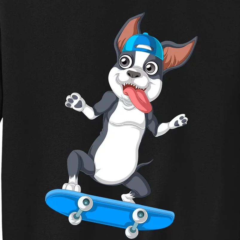 Boston Terrier Skateboarding Tall Sweatshirt