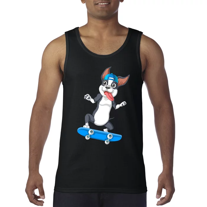 Boston Terrier Skateboarding Tank Top