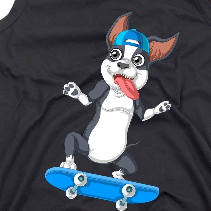 Boston Terrier Skateboarding Tank Top