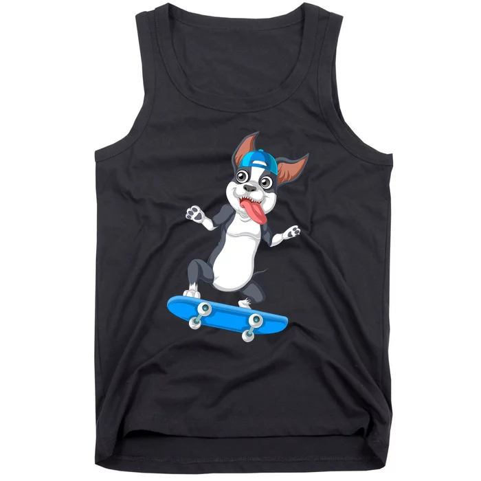 Boston Terrier Skateboarding Tank Top