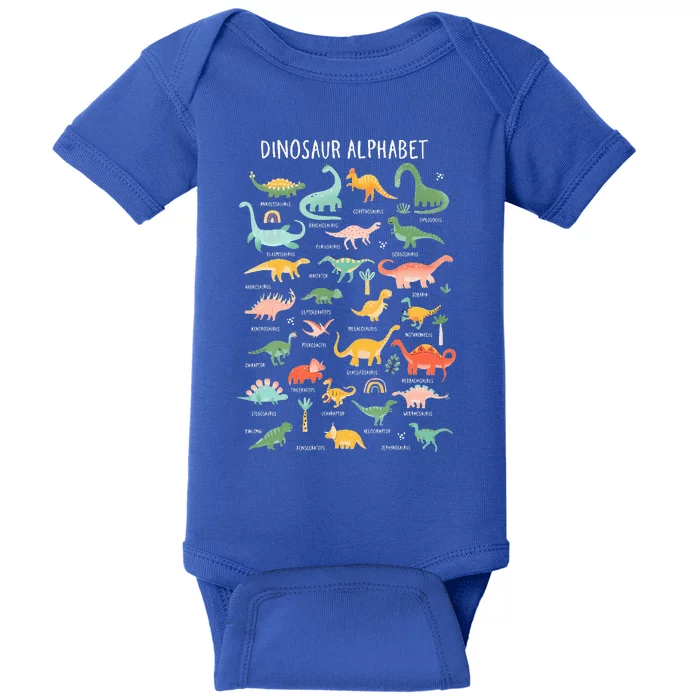 Back To School Types Of Dinosaurs Alphabet Baby Bodysuit