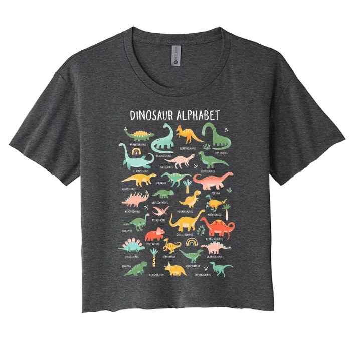 Back To School Types Of Dinosaurs Alphabet Women's Crop Top Tee