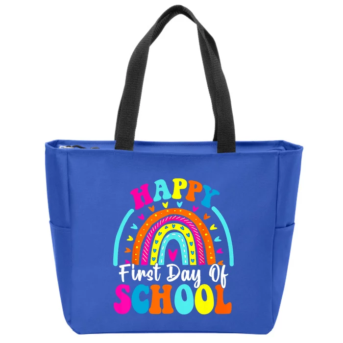 Back To School Funny Happy First Day Of School For Teachers Meaningful Gift Zip Tote Bag