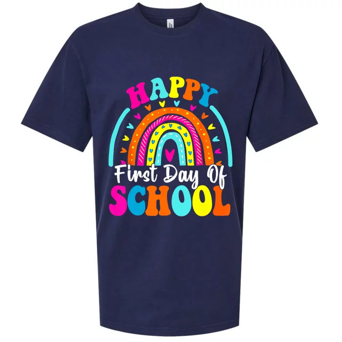 Back To School Funny Happy First Day Of School For Teachers Meaningful Gift Sueded Cloud Jersey T-Shirt