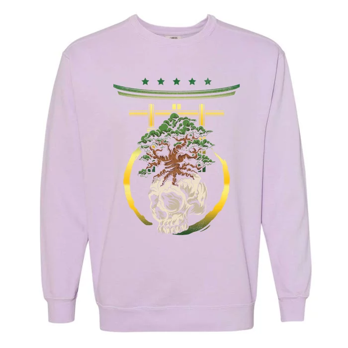 Bonsai Tree Skull Japanese Art Meditation Buddhism Yoga Gift Garment-Dyed Sweatshirt