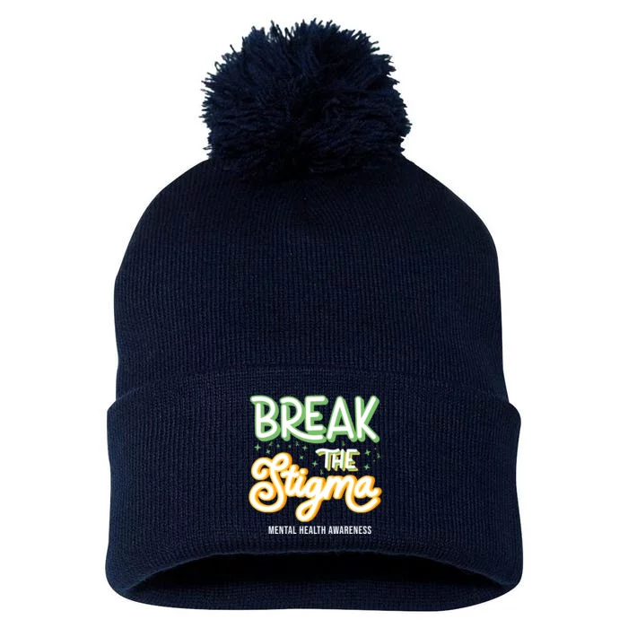 Break The Stigma Mental Health Awareness Pom Pom 12in Knit Beanie