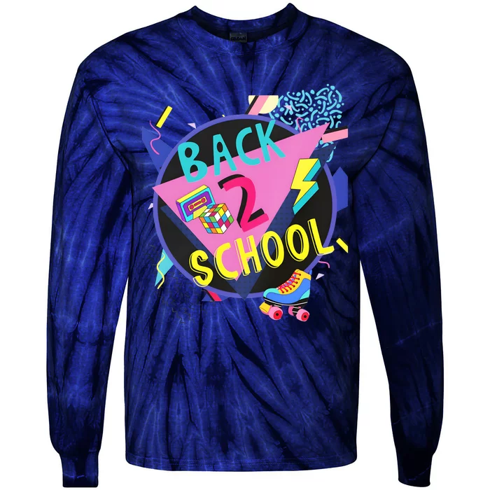 Back To School 90s Teacher Back 2 School 1st Day Of School Tie-Dye Long Sleeve Shirt